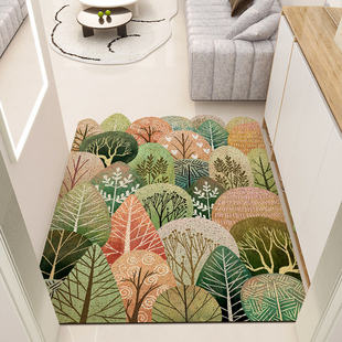 绿植小树丝圈地垫家用入户门垫z防滑进门玄关大门口可裁剪门垫地