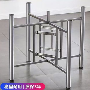 简易大圆桌支架可折叠钢化玻璃底座加厚新型N承重伸缩铁艺定制桌