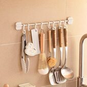 可移动厨房挂钩免打孔锅铲置物架壁挂勺子铲子挂杆挂架排钩收纳架