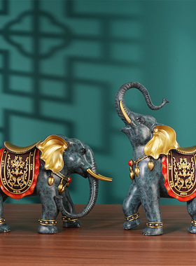 吉祥对象彩铜摆件家居客厅玄关成对装饰品办公室桌面全铜摆饰礼品