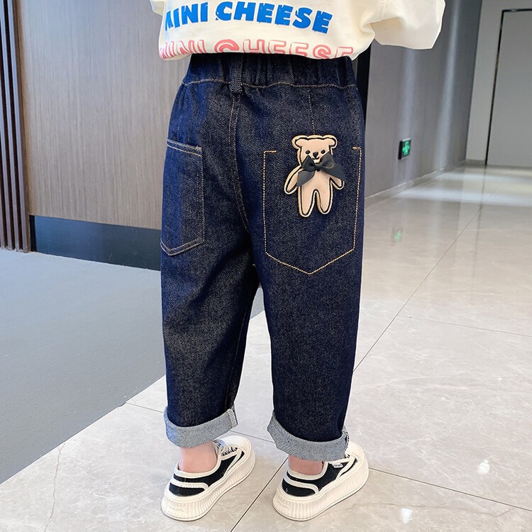 女小童儿童春秋款裤子2025新款洋气时髦衣服女宝宝牛仔裤子潮