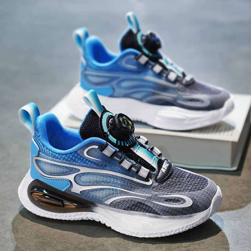 男童鞋2024春夏新款网面透气儿童运动鞋中大童男孩旋转扣跑步鞋子