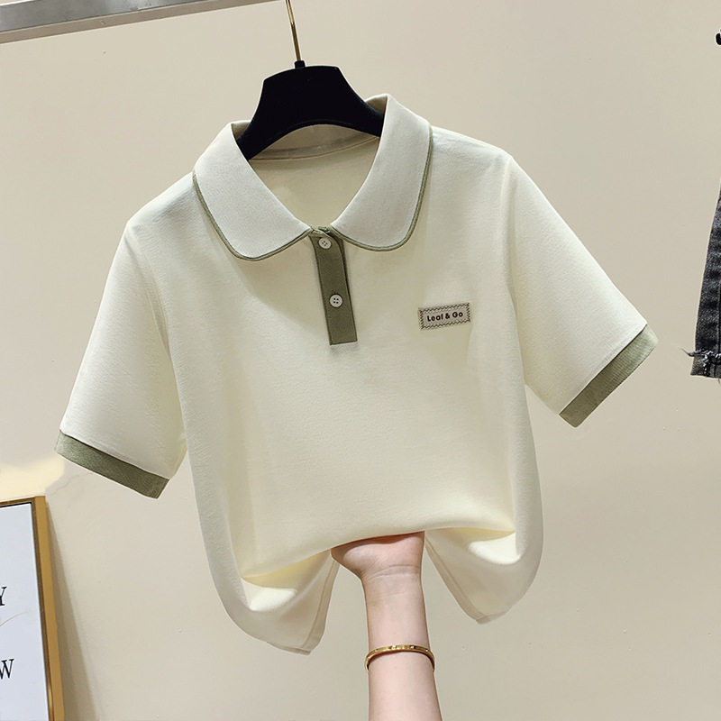 女童夏装短袖时尚t恤2025新款韩版中大童女学生学院风Polo领上衣