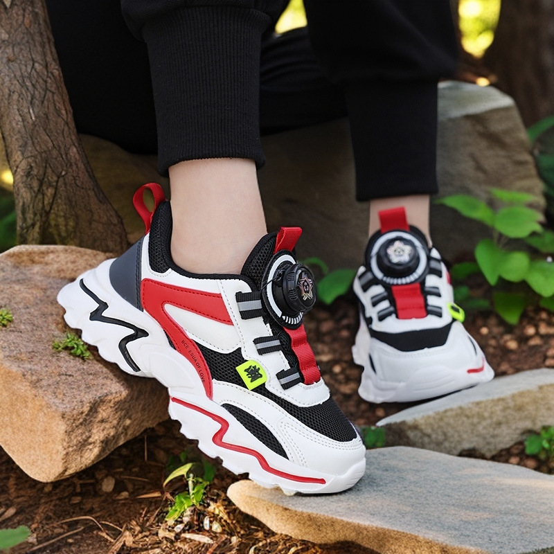 男童鞋子2024春季网面透气新款中大童儿童运动鞋男孩旋转扣童鞋潮