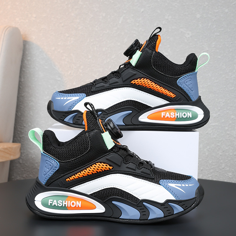 男童网面运动鞋中大童纽扣跑步鞋儿童鞋子春季溜冰鞋爆款篮球鞋
