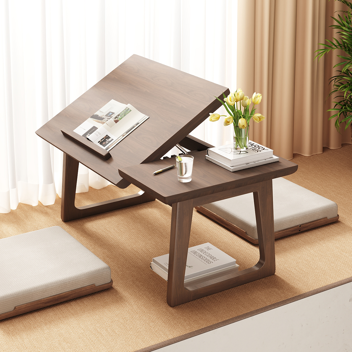 折叠飘窗小桌子实木日式榻榻米茶几阳台炕几家用轻奢.高级感茶桌