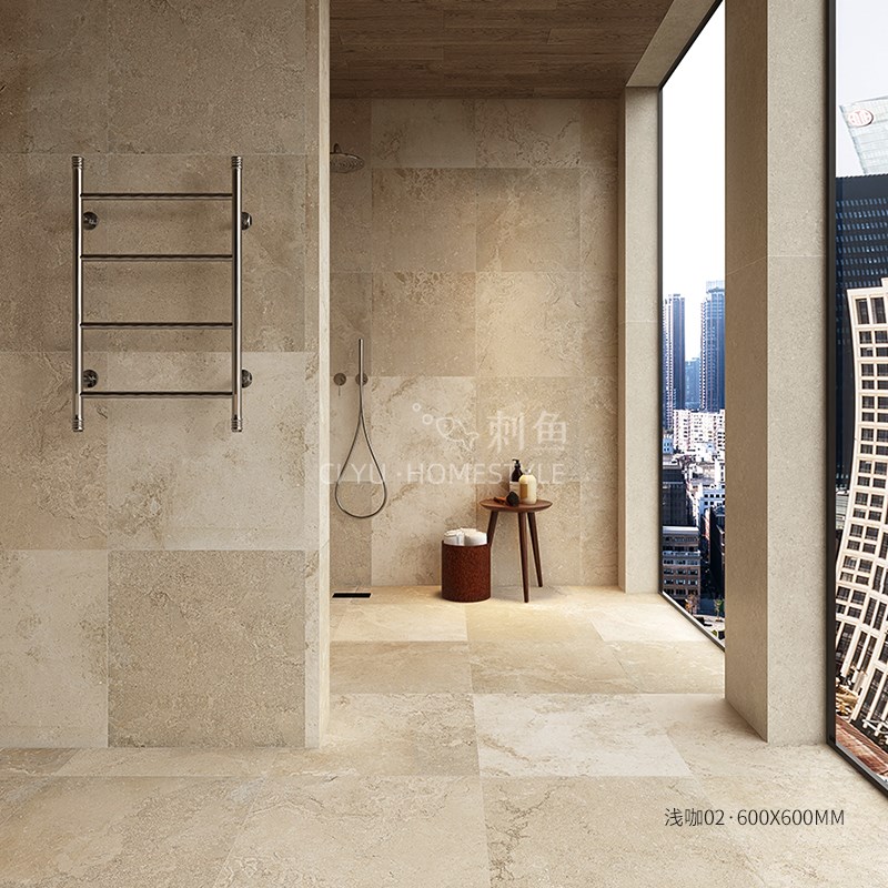 侘寂复古莱姆石瓷砖600sx600仿古地砖客餐厅卫生间民宿防滑室内外