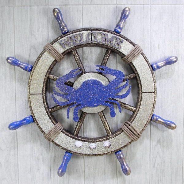 地中海船舵装饰品挂件复古舵手摆件海洋风酒吧咖啡厅背景墙壁挂饰