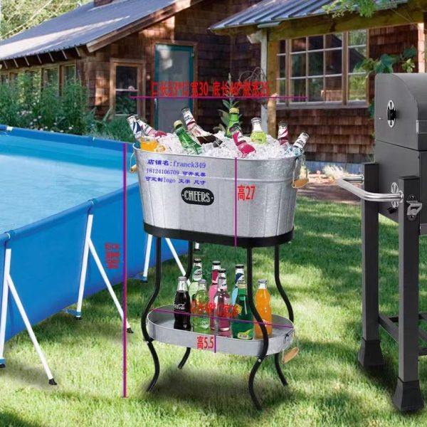 冰桶架子复古香槟桶长方形酒吧展示筐大容量金属啤酒红酒饮料冰桶