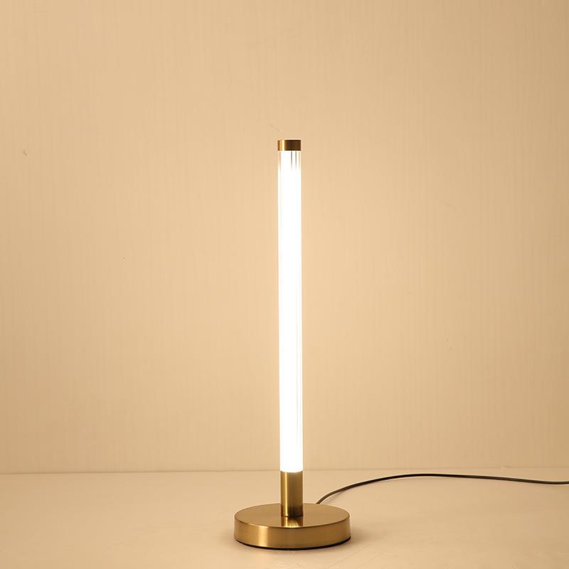 简约台灯清光条纹直管装饰床头灯现代金属卧室led灯饰bed lamp