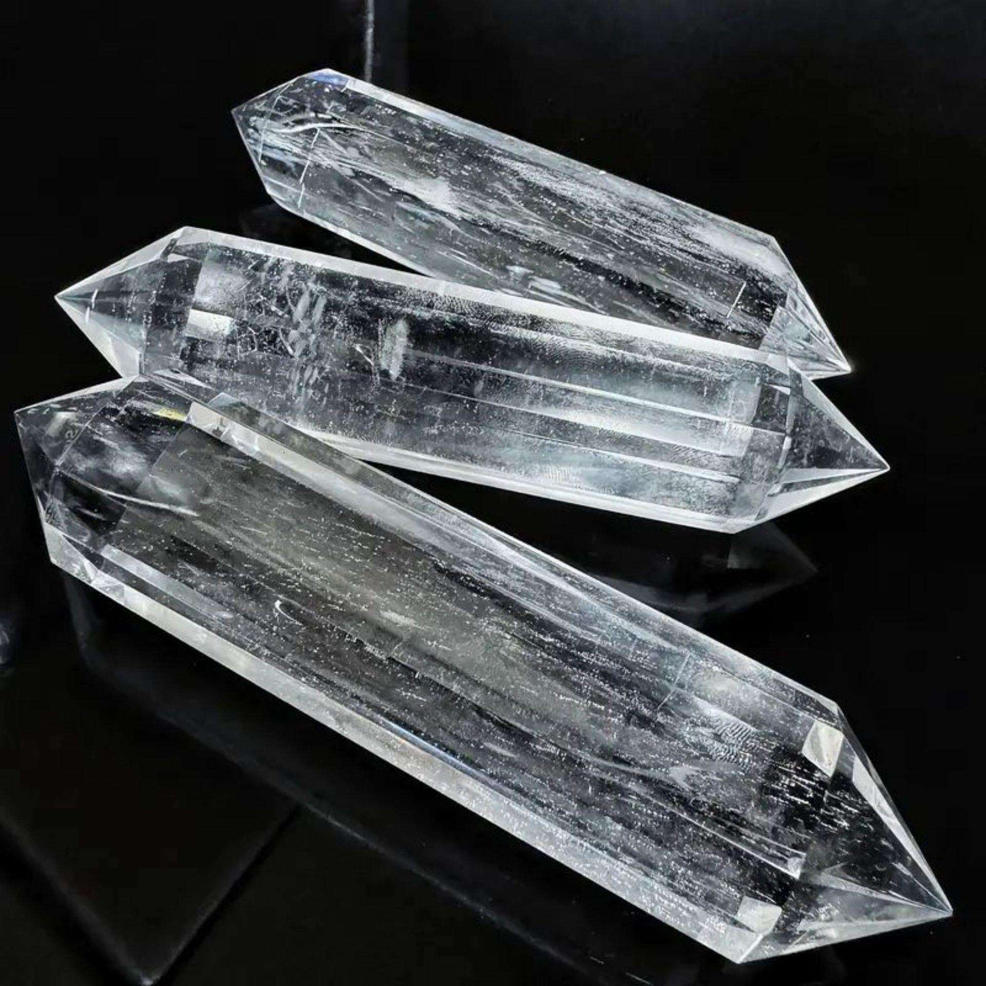 天然水晶沃格尔多切面白水晶熔炼柱24面多棱柱水晶工艺品灵摆 - 实物图