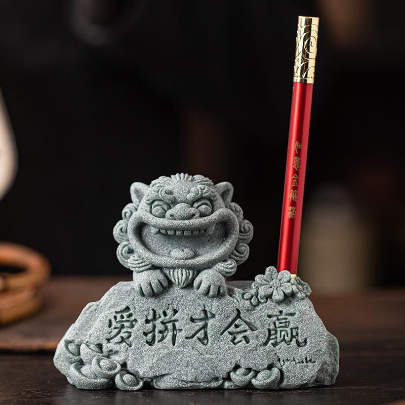 青砂石风狮爷爱拼才会赢摆件创意家居客厅办公室桌面鱼缸造景装饰