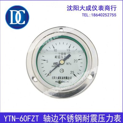 【大成】轴向带边 抗震 防震 不锈钢 耐震压力表 YN60FZT 0-1mpa