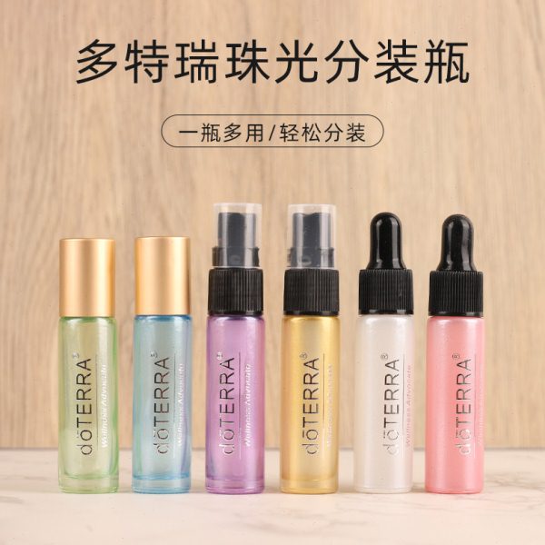 10ml 6支装 多特瑞精油烫金珠光喷色滴管瓶分装加厚玻璃瓶滚珠瓶图片