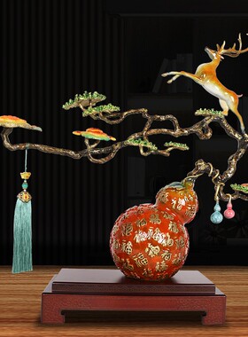 铜鹿摆件祥云麋鹿客厅玄关办公室创意家居装饰品开业乔迁工艺礼品