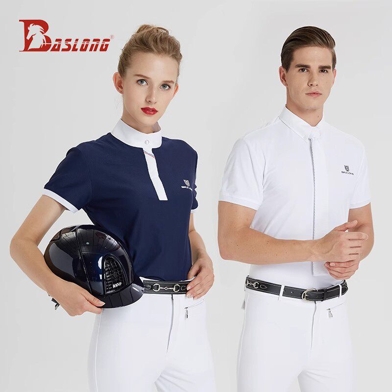 马术T恤POLO衫专业骑马短袖男女骑士服装马术障碍比赛服成人儿童