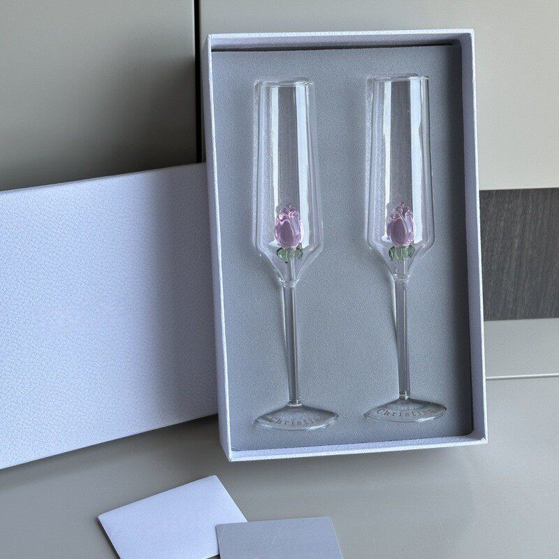 迪家立体玫瑰香槟杯红酒杯起泡酒高脚杯鸡尾酒杯高颜值
