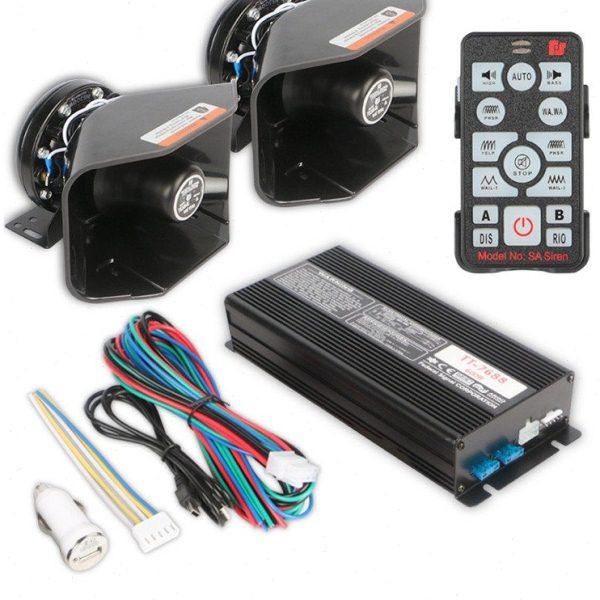 汽车警报器车载警笛救援喇叭无线喊话器200W400W600W扬声器12V24V