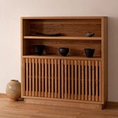 MUMO木墨 简约现代樱桃实木储物收纳酒柜家用柜子 守素栅格置物柜