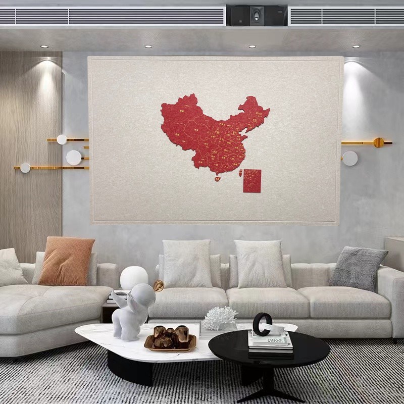 OEd毛毡地图旅行足记打卡照片墙创意背景玄关客厅墙面装饰展示板