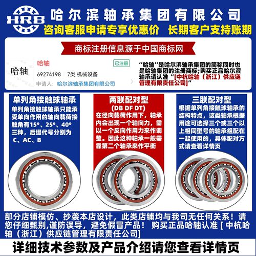 HRB 哈尔滨轴承 7203 7204 7205 7206 ACTA CTA P4 DB DT DF 配对