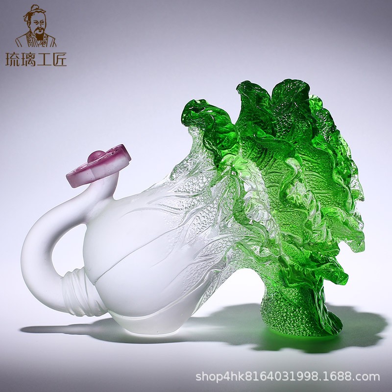 琉璃工艺品高档开业乔迁礼物招财百财如意玉白菜摆件客厅家居装饰