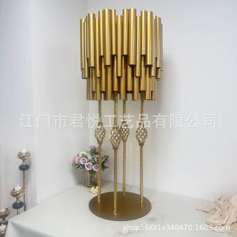 欧式家居工艺品轻奢创意铁艺步步高升花器摆婚庆路引摆件