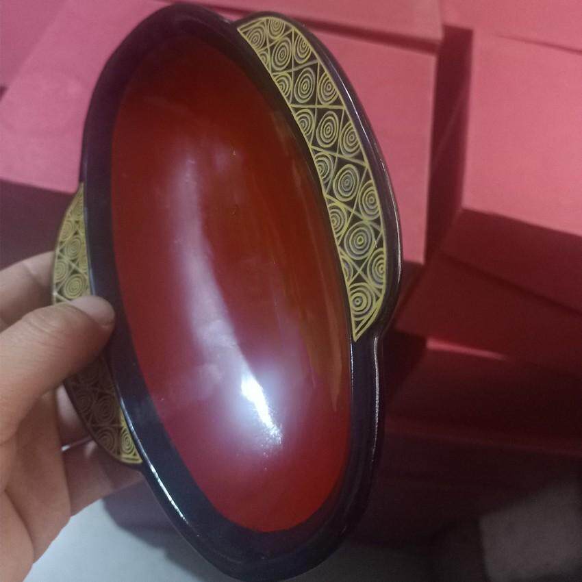 手工彩绘漆器耳杯木质 仿汉代漆画木碗茶盏 异形木胎复古漆艺礼品