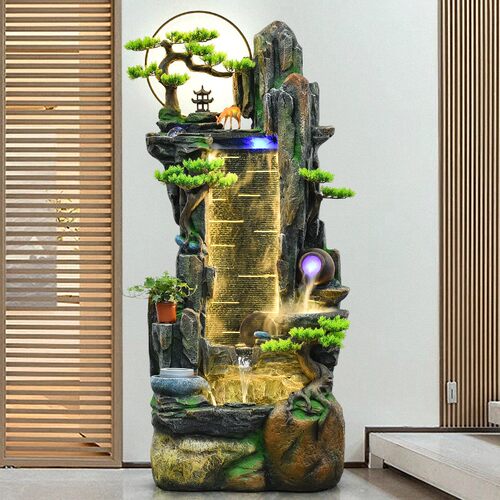 客厅假山流水喷泉招财办公室玄关装饰高山循环水景观落地摆件开业