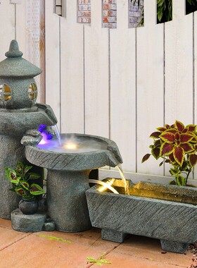 假山流水喷泉摆件庭院水景阳台鱼池室内景观造景玄关露台花园布置