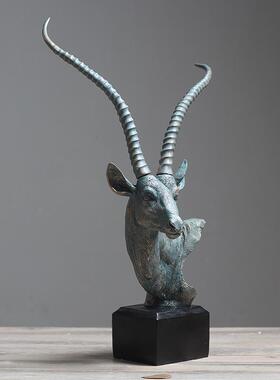 欧式羚羊头摆件创意抽象家居装饰品客厅办公室玄关摆设商务礼品