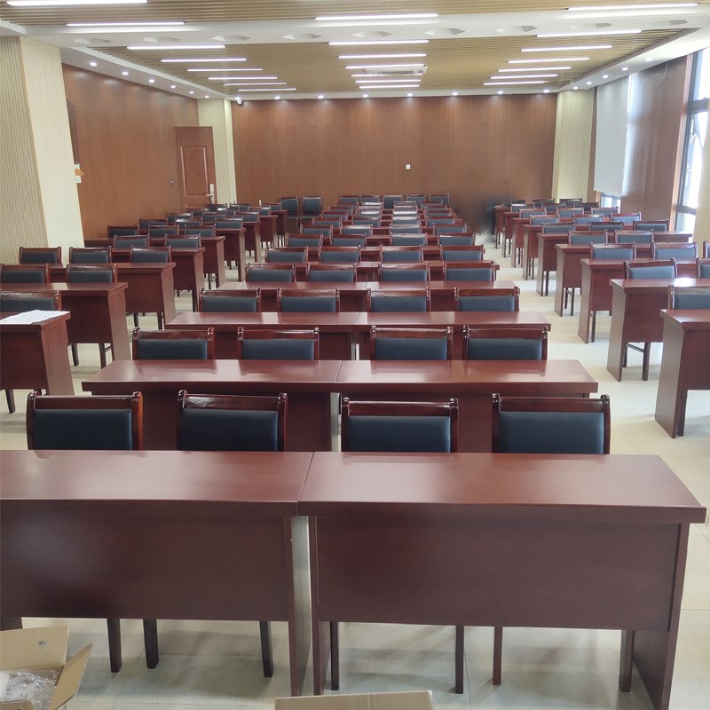 会场条桌培训桌双人三人开会桌油漆贴木皮会议条形桌椅组合