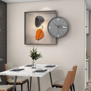 餐厅创意客厅挂钟现代简约装饰画组合钟表家用2022新款表时钟挂墙