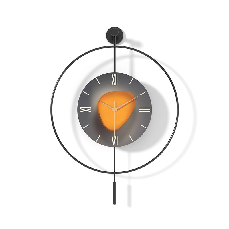 现代极简风钟表挂钟客厅家用时钟挂墙轻奢免打孔餐厅墙上静音挂钟