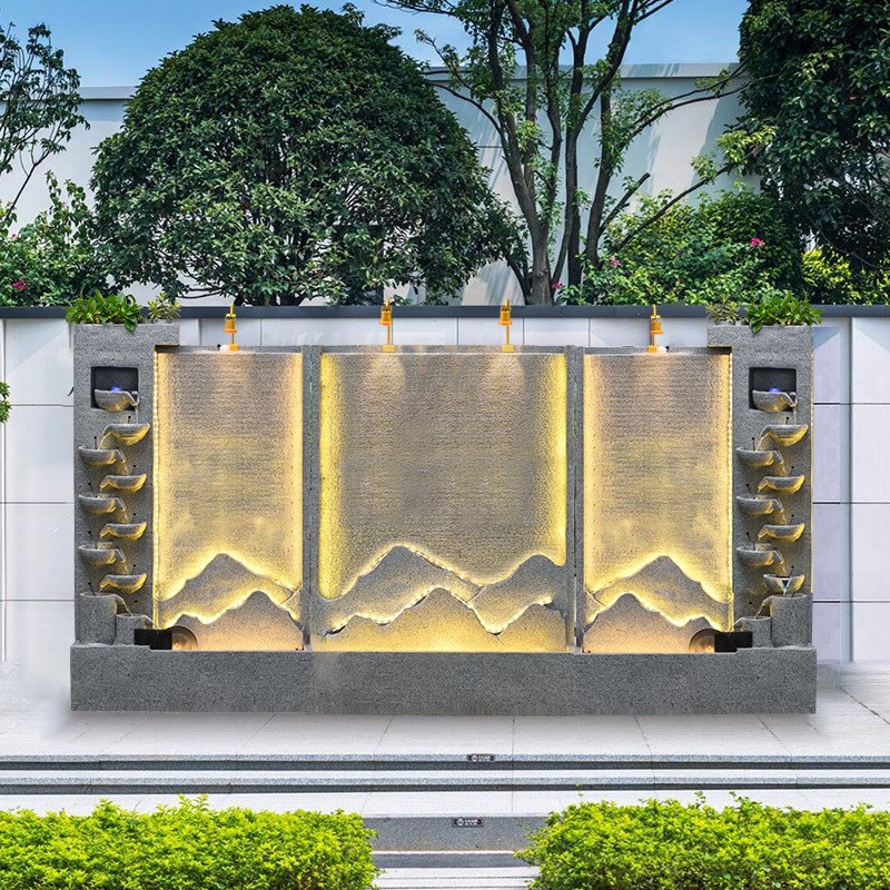 流水喷泉隔断落地摆件别墅庭院酒店宾馆装饰鱼池水幕墙屏风景观