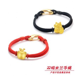 手绳男女款本命年红色手链绳可穿硬金串珠转运珠手工编织手链配件