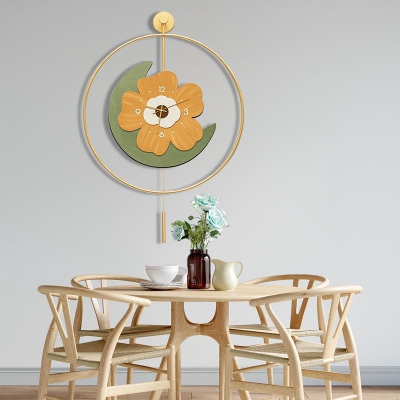 创意网红时钟客现代简约大气墙面钟表高I档时尚装饰挂墙摇摆款挂