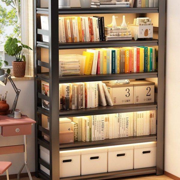 家用钢制书架简易多层落地一体靠墙置物书柜客厅收纳架子钢制货架,收纳整理,书桌收纳置物架,淘宝优惠券,粉丝福利购,淘宝优惠卷
