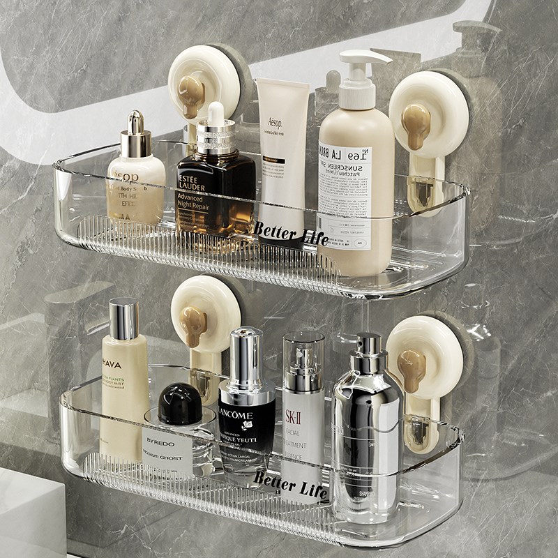 吸盘流光置物架浴室免打r孔壁挂式墙上收纳架子厕所洗漱台收纳神