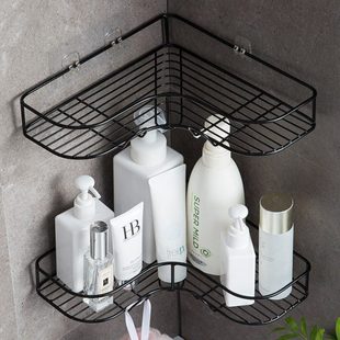 浴室置物架卫生间厕所洗澡洗手间洗漱台收纳壁挂式 三角墙上免打孔