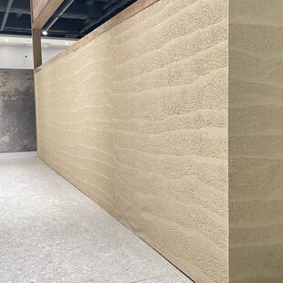 夯土板材粗纹理浅黄装饰板材柔性可弯曲夯土墙板2023装饰新材夯土