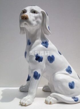 石湾陶瓷斑点富豪狗纯手工中西家居装饰摆件桌面玄关客厅阳台