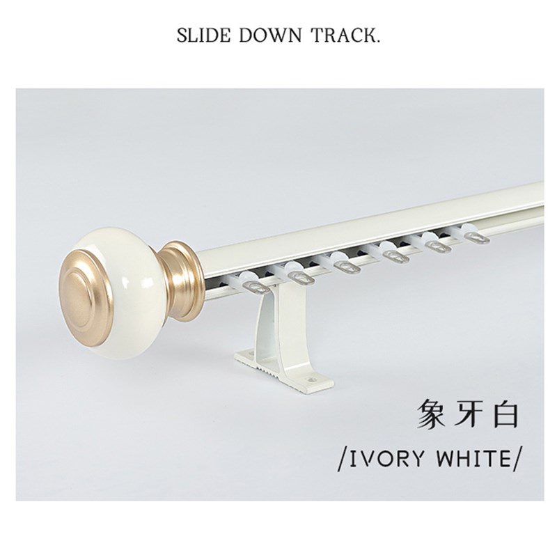 北欧轻奢简e约下滑罗马杆窗帘轨道窗帘杆一整套滑轮支撑架静音双