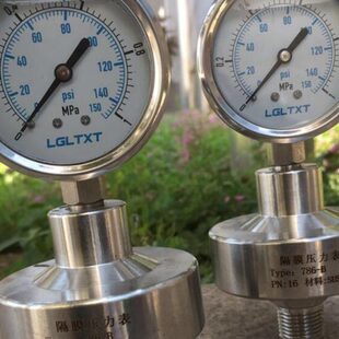 隔膜压力表Y60表盘外丝不锈钢304/316耐震膜片式水处理786B油压表