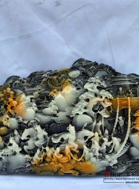 仿寿山石玉空城计摆件家居客厅玄关酒柜办公室桌面装饰品礼品摆设