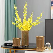 样板房现台面花几何铁线花器金属公室家居茶几花插桌面摆件