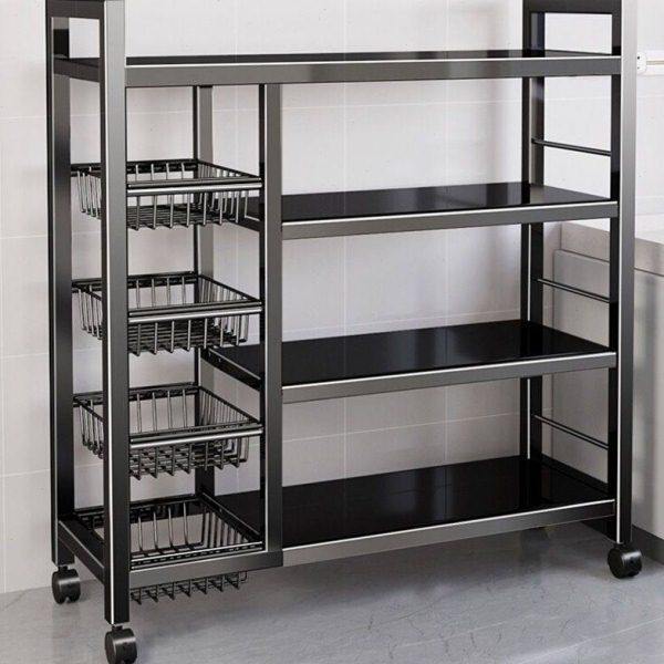 厨房置物架菜篮子落地多层微波炉收纳架子可移动多功能蔬菜储物架,收纳整理,冰柜置物架,淘宝优惠券,粉丝福利购,淘宝优惠卷