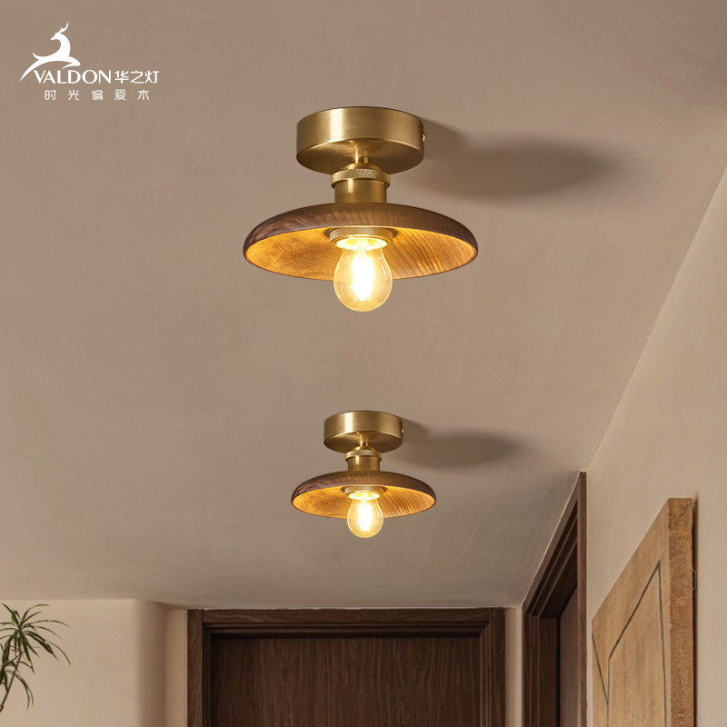 玄关入户过道灯吸顶灯黑胡v桃木新中式简约试衣间阳台走廊楼梯灯