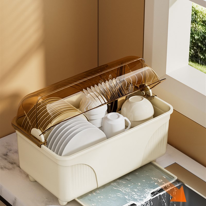 厨房用碗筷d柜收纳盒家用带碗盖排水碗架及防蟑螂收纳架