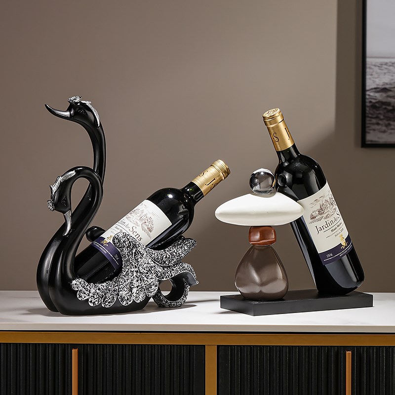 欧式红酒网红酒瓶架轻奢创意高档天鹅摆件陶瓷家居U客厅酒柜装饰